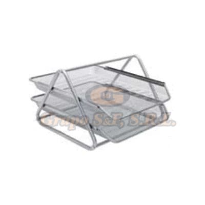 Bandeja Para Escritorio 2 Niveles Metal Plata (Km-4205) Material & Equipo De Oficina