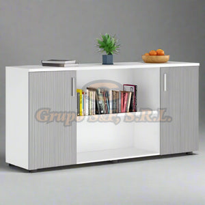 Credenza 63X16X32’’ Blanco/Gris Muebles De Oficina