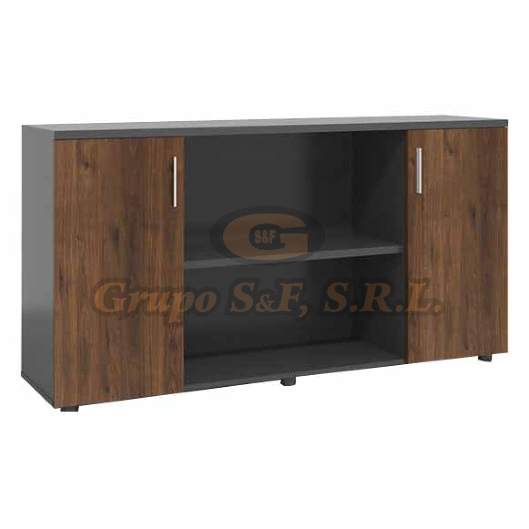 Credenza 63X16X32’’ Gris/Marron Muebles De Oficina