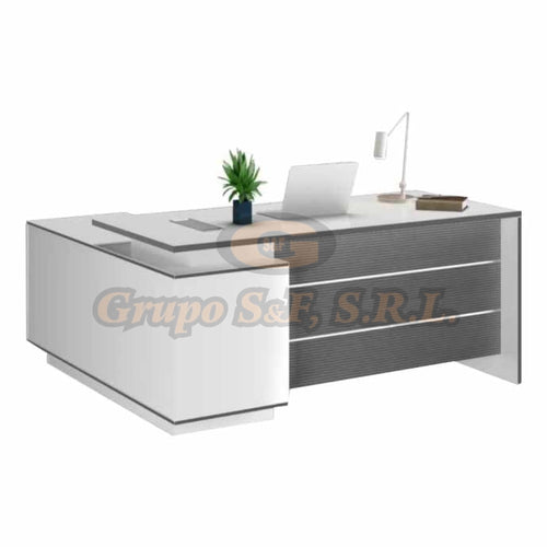 Escritorio L 55X55X30’’ Blanco/Gris Muebles De Oficina