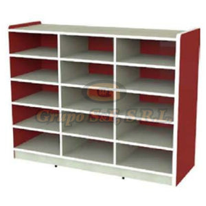 Gabinete Infantil 15 Espacios Rojo 12X48X36’’ Muebles Escolares