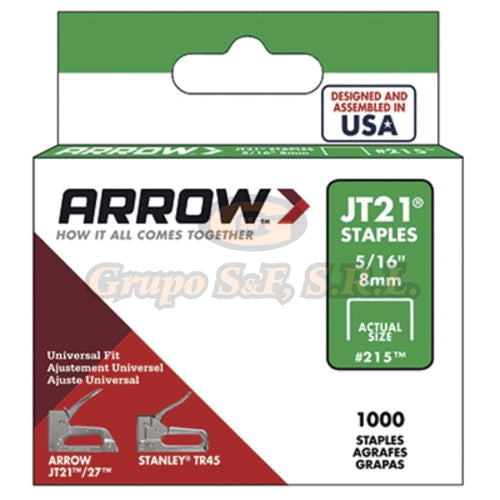 Grapas Jt21 5/16 8Mm Paq. 1000/1 (215) Material & Equipo De Oficina