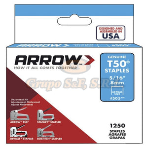 Grapas T50 5/16 8Mm Paq. 1250/1 (505) Material & Equipo De Oficina