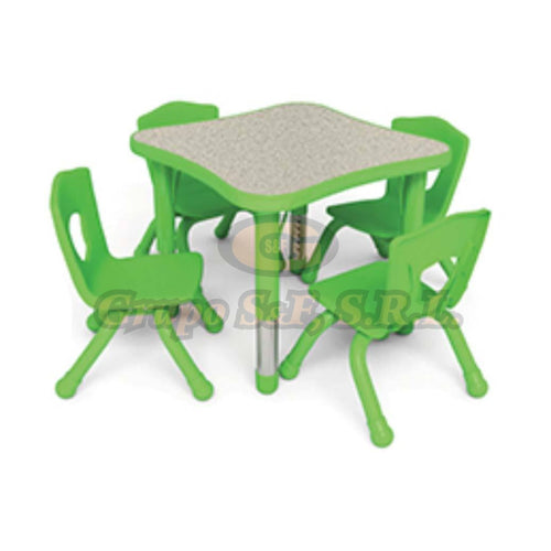 Mesa Infantil Pitaya Cuadrada Verde Muebles Escolares