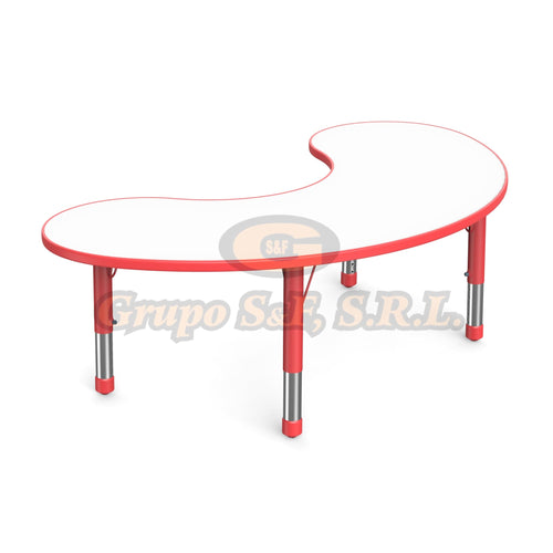 MESA INFANTIL MEDIA LUNA 33X60’’ ROJO Muebles Escolares