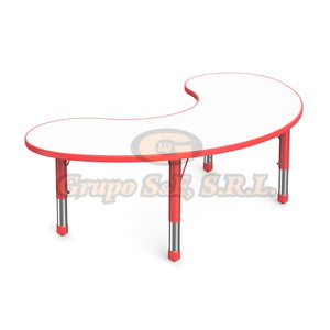 MESA INFANTIL MEDIA LUNA 33X60’’ ROJO Muebles Escolares