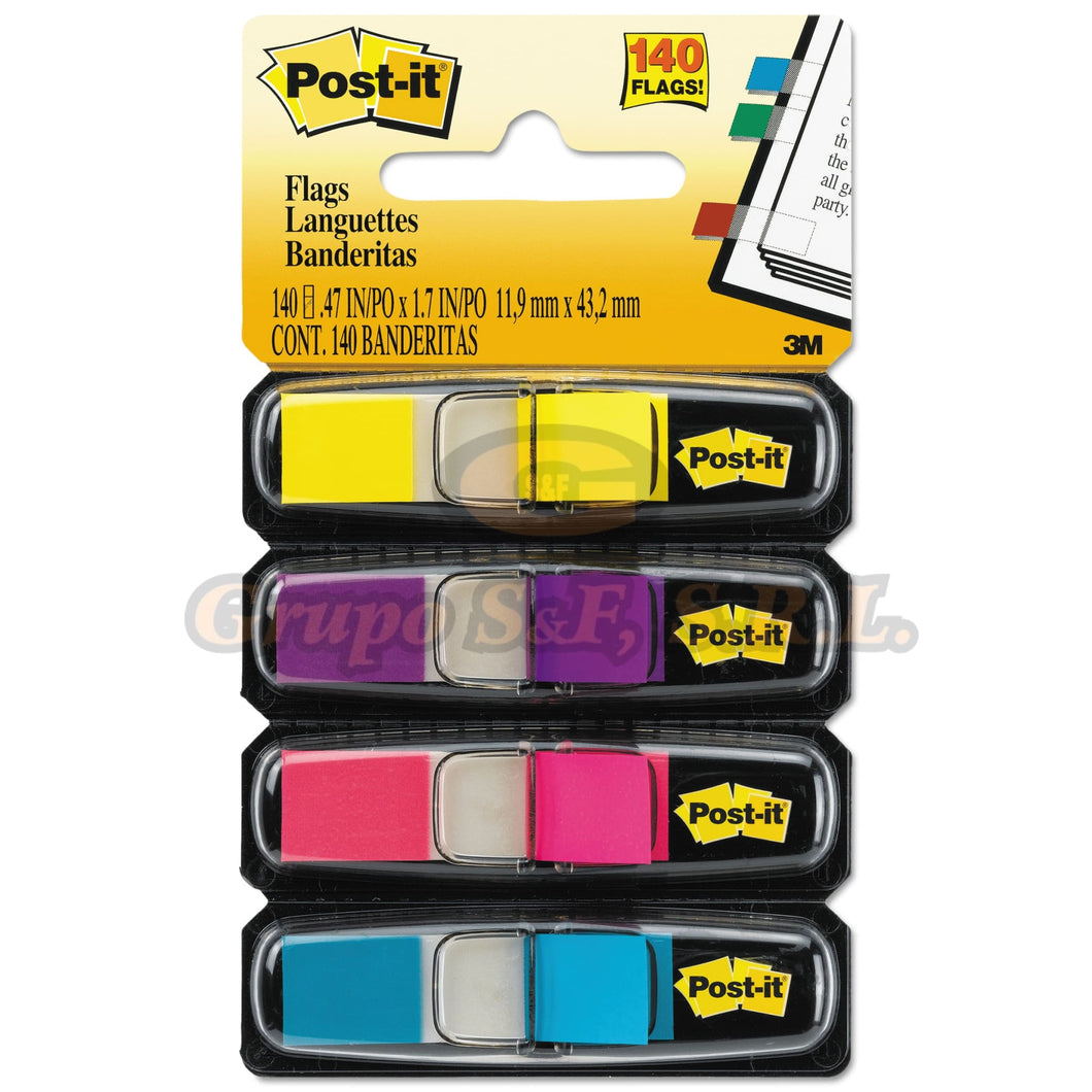 Post-It Flecha/banderita Azul Rosa Violeta Y Amarillo Brillante (Ud/pq12) Material & Equipo De