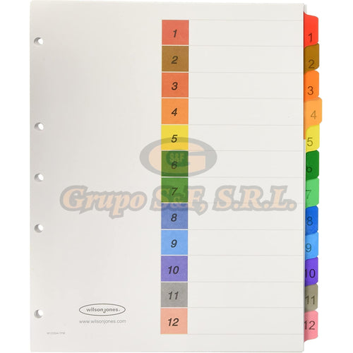 Separador P/carpeta Num. 12/1 W.j. Material & Equipo De Oficina