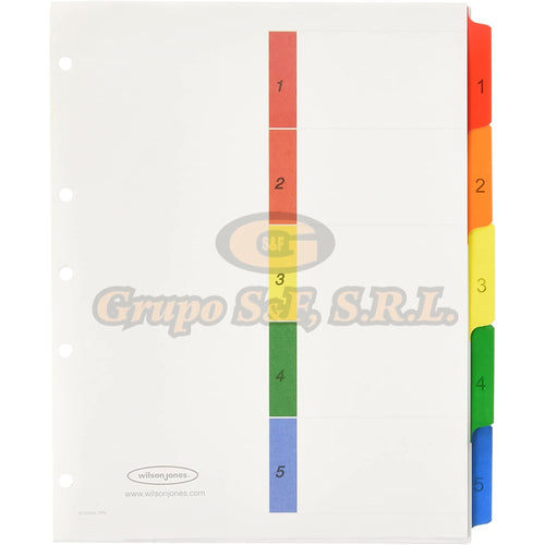Separador P/carpeta Num. 5/1 W.j. Material & Equipo De Oficina