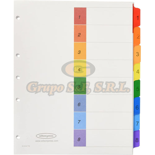 Separador P/carpeta Num. 8/1 W.j. Material & Equipo De Oficina