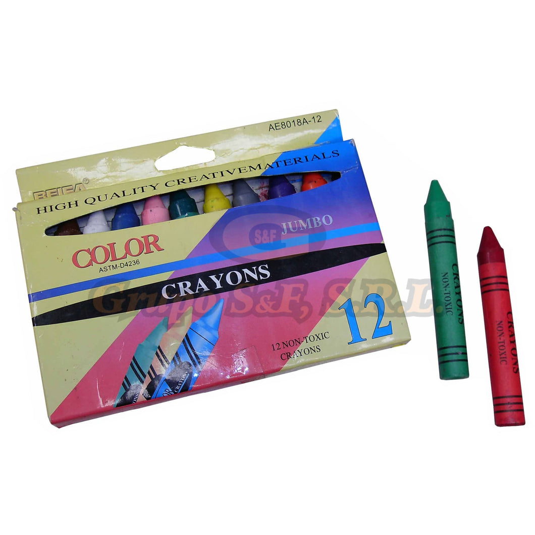 Crayones 12/1 Jumbo Beifa 8018A-12 Escolares