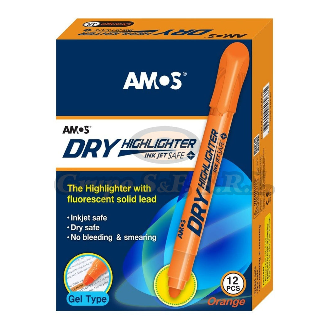 Resaltador Amos Seco Dry Naranja Material & Equipo De Oficina