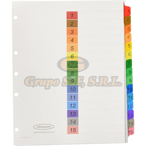 Separador P/carpeta Num. 15/1 W.j. Material & Equipo De Oficina