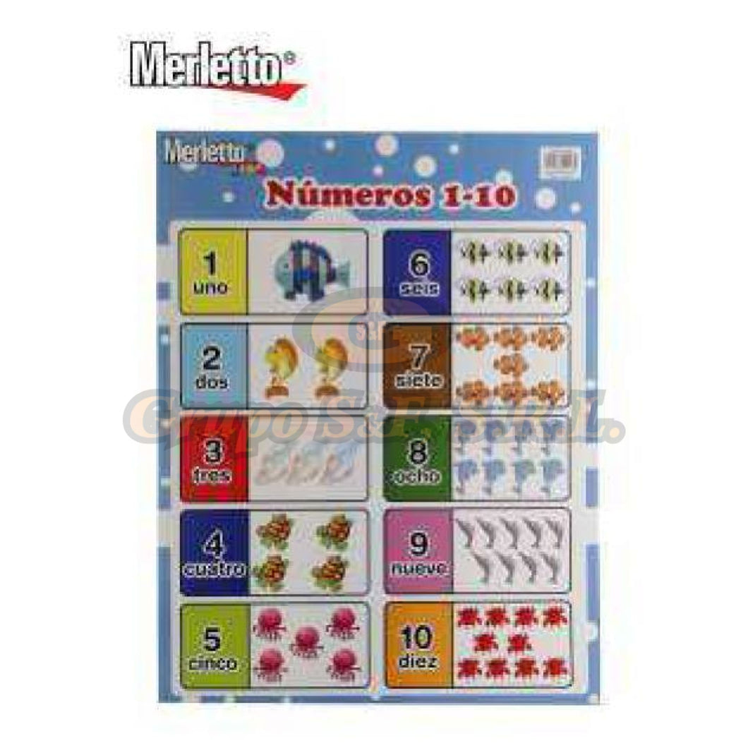 Tabla Educ. Numeros 1-10 Merletto Escolares